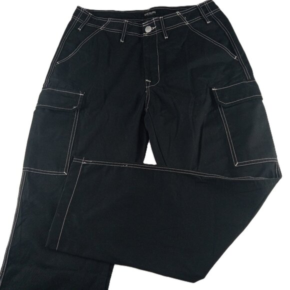 True Religion Cargo Pants Men's Size 34 Jet Black Relaxed Fit Flap Pockets - Picture 1 of 9